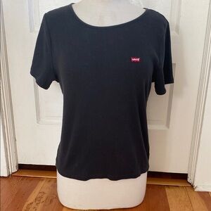 Levi's Black Fitted Short‎ Sleeve Ribbed T-Shirt XL